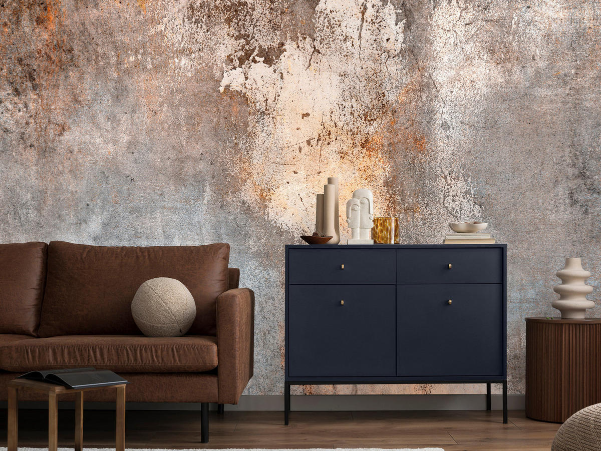 FOTOTAPETE für Wohnzimmer Beton Abstraktion 350x256 - Beige/Orange, Papier (350/256cm) - Muralo