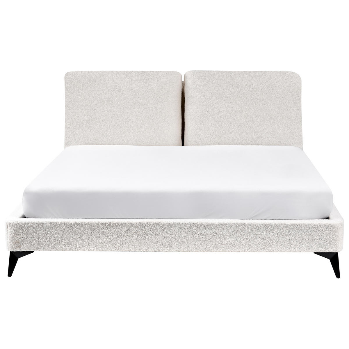 POLSTERBETT mit Lattenrost 160/200 cm Weiß Melle - Creme, Textil (160/200cm) - Beliani