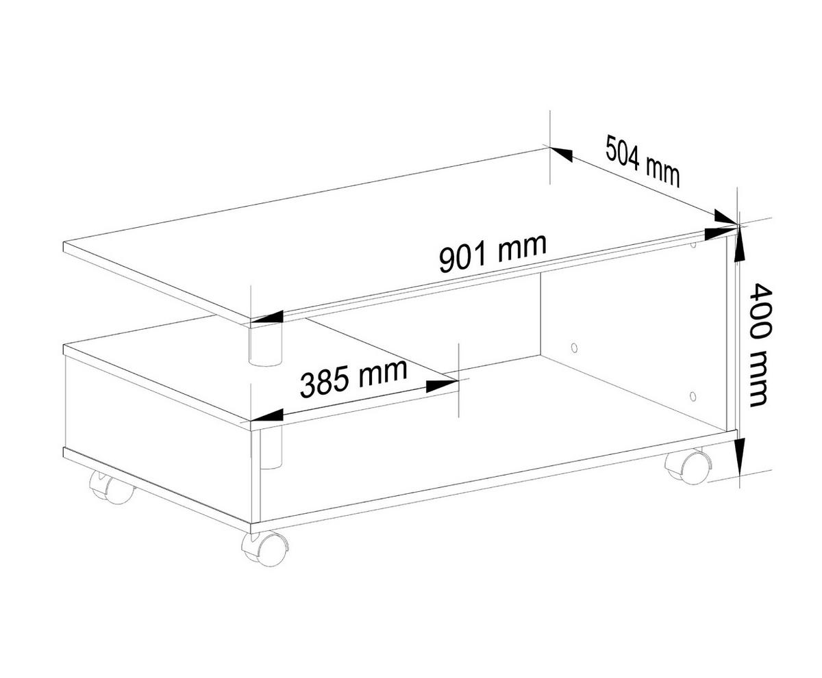 COUCHTISCH Vini, 90x40x51 cm, Sonoma - Sonoma Eiche, Holz (51/90/40cm) - Milordbikes