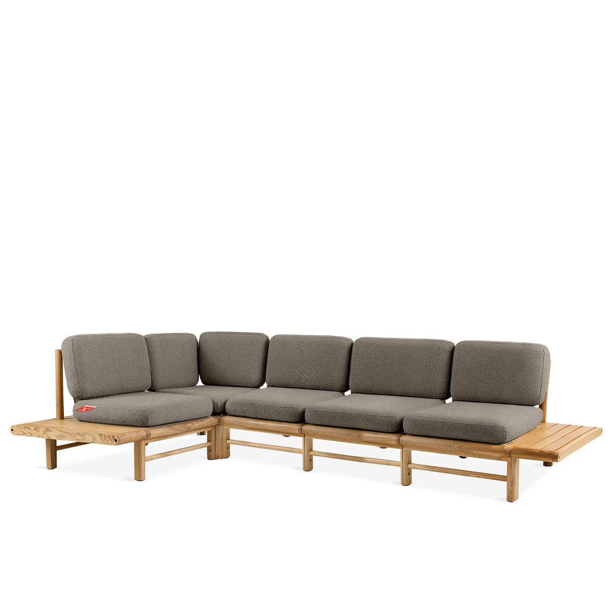 LOUNGESOFA ATREDA links - Grau, Holz/Textil (245/74/245cm) - KONSIMO®