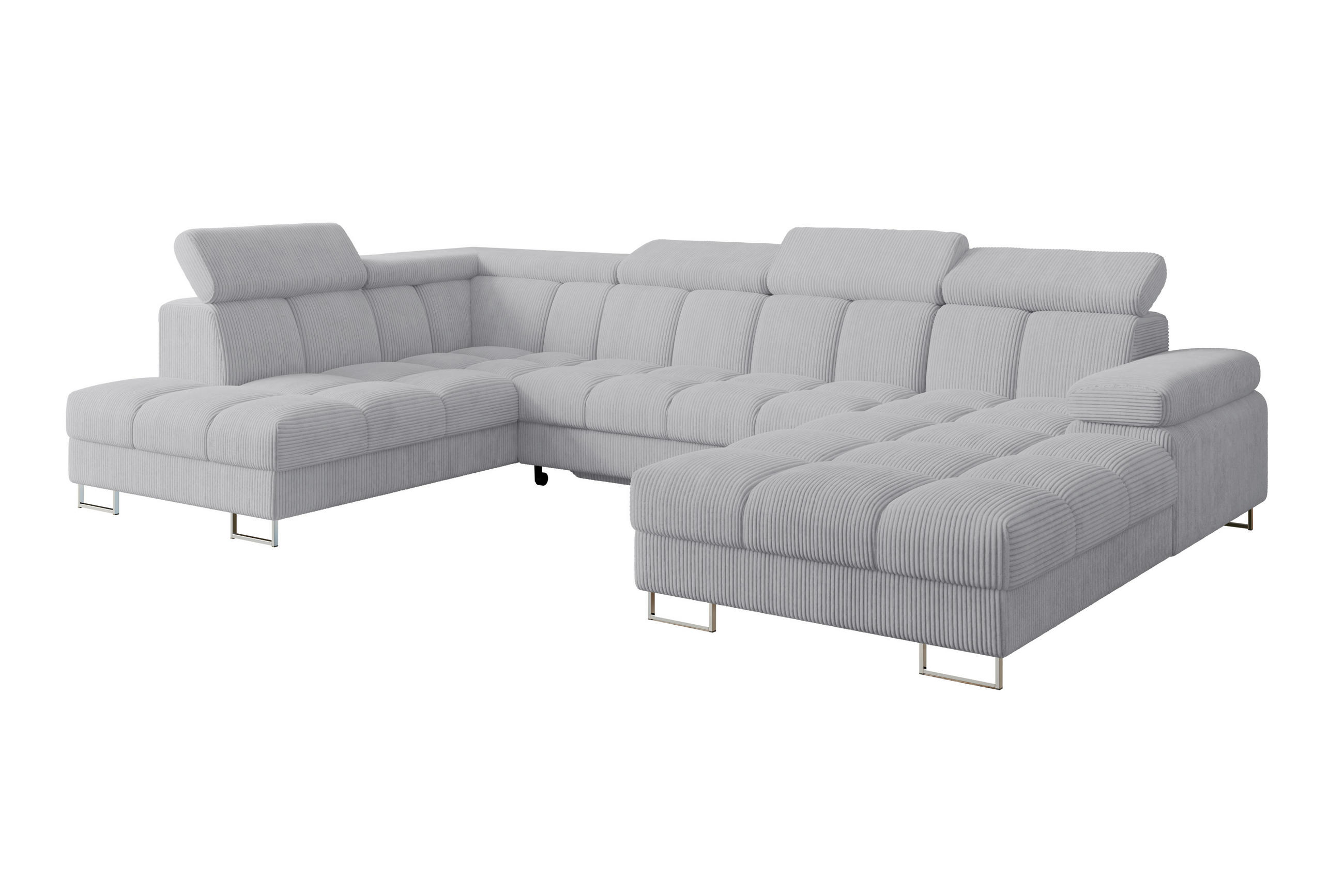 WOHNLANDSCHAFT mit Schlaffunktion und Bettkasten Ottomane Links COMA U 345x203x79 Grau Cord - Anthrazit, Holzwerkstoff/Textil (345/79/203cm) - ALTDECOR
