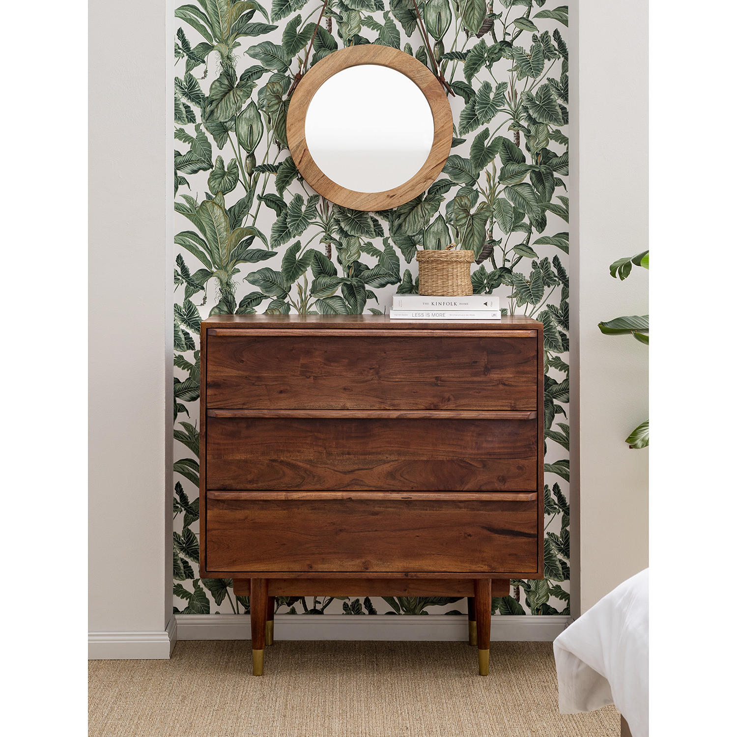 KOMMODE - Akazie massiv / Metall - Akaziefarben, Holz (90/90/43cm) - home24