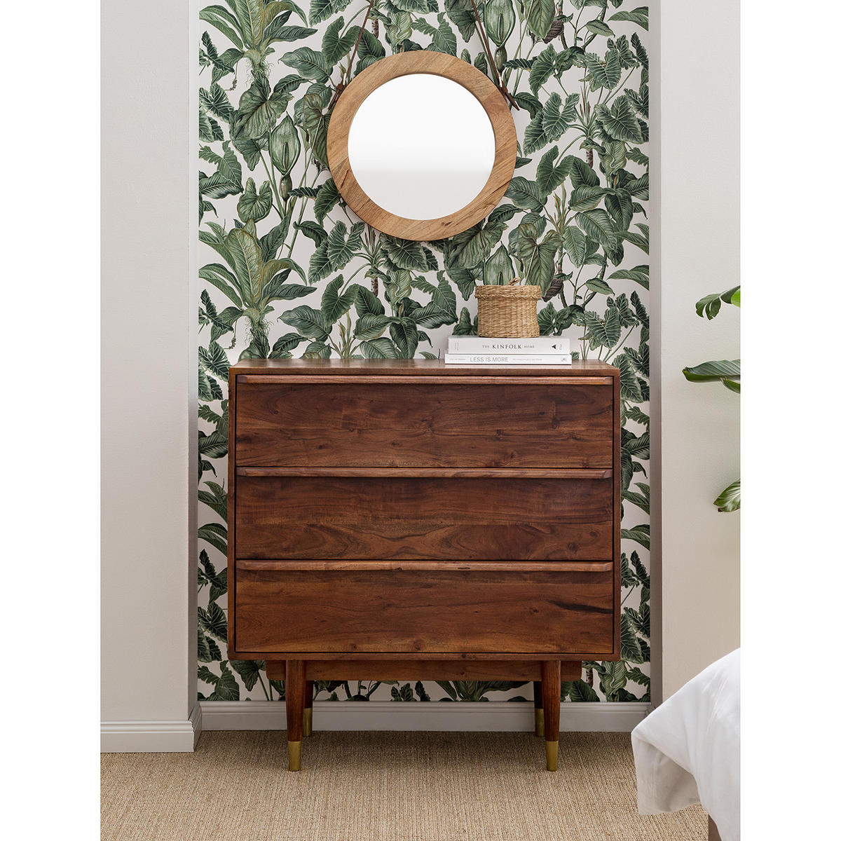 KOMMODE - Akazie massiv / Metall - Akaziefarben, Holz (90/90/43cm) - home24