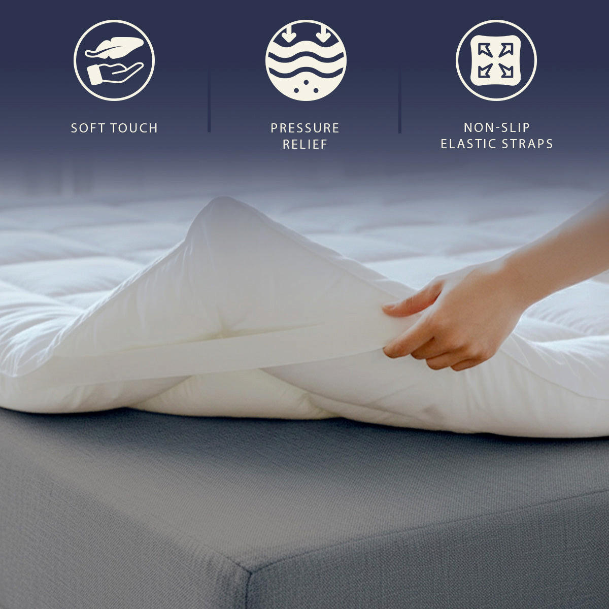 TOPPER 160x200 cm mit Wattefüllung von 1000 g/m² - Weiß, Textil (160/200cm) - The White Stone