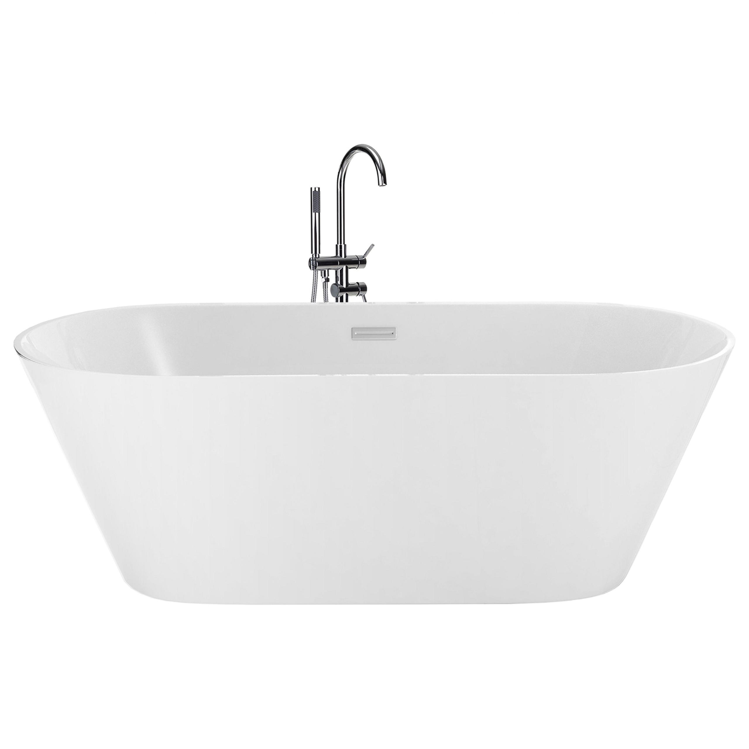 BADEWANNE FREISTEHEND 75x150x58 cm weiß Havana - Weiß, Kunststoff (75/58/150cm) - Beliani