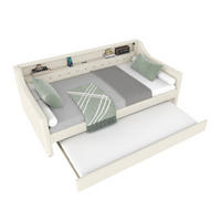 POLSTERBETT mit LED-Beleuchtung 90/200 cm mit Ausziehbett und USB in Beige - Beige, Textil (90/200cm) - BEAOK