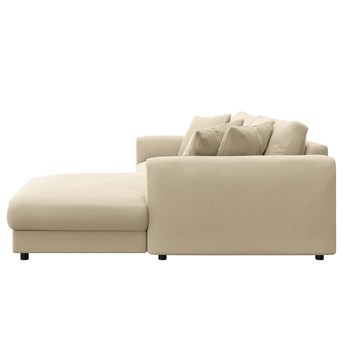 ECKSOFA mit Longchair - Beige/Schwarz, Kunststoff/Textil (238/183cm) - home24