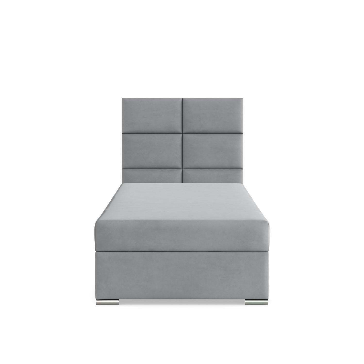 BOXBETT MIT KOPFTEIL 90x200 CALVI, Grau - Grau, Textil (90/200cm) - Mebligo
