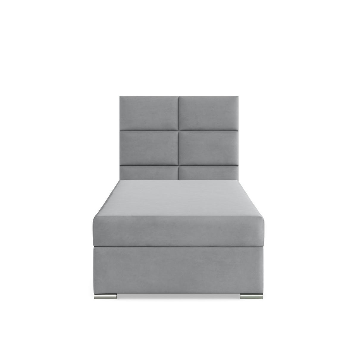 BOXBETT MIT KOPFTEIL 90x200 CALVI, Grau - Grau, Textil (90/200cm) - Mebligo