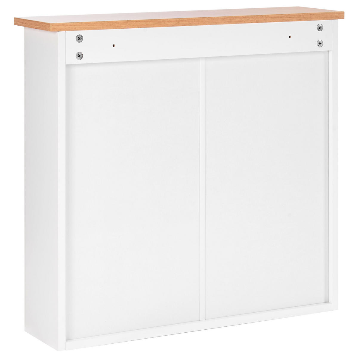 KOUPELNOVÁ ZRCADLOVÁ SKŘÍŇKA 65/60 cm Bílá Alamos - bílá/hnědá, kompozitní dřevo (65/60/17cm) - Beliani