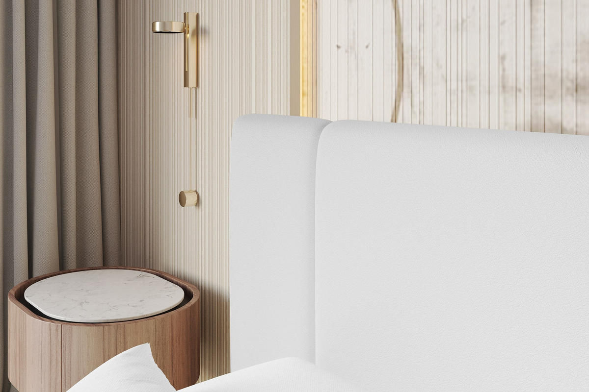 POLSTERBETT mit Bettkasten, Fußteil und Lattenrost, Boxbett ohne Matratze - RIVO-Z 160x200 Weiß - Weiß Hochglanz, Holzwerkstoff/Textil (160/200cm) - ALTDECOR