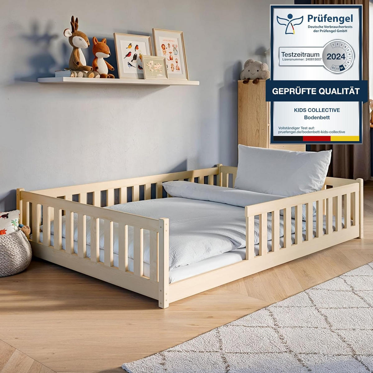 BODENBETT 140x200 cm in natur - Naturfarben, Holz (140/200cm) - Kids Collective