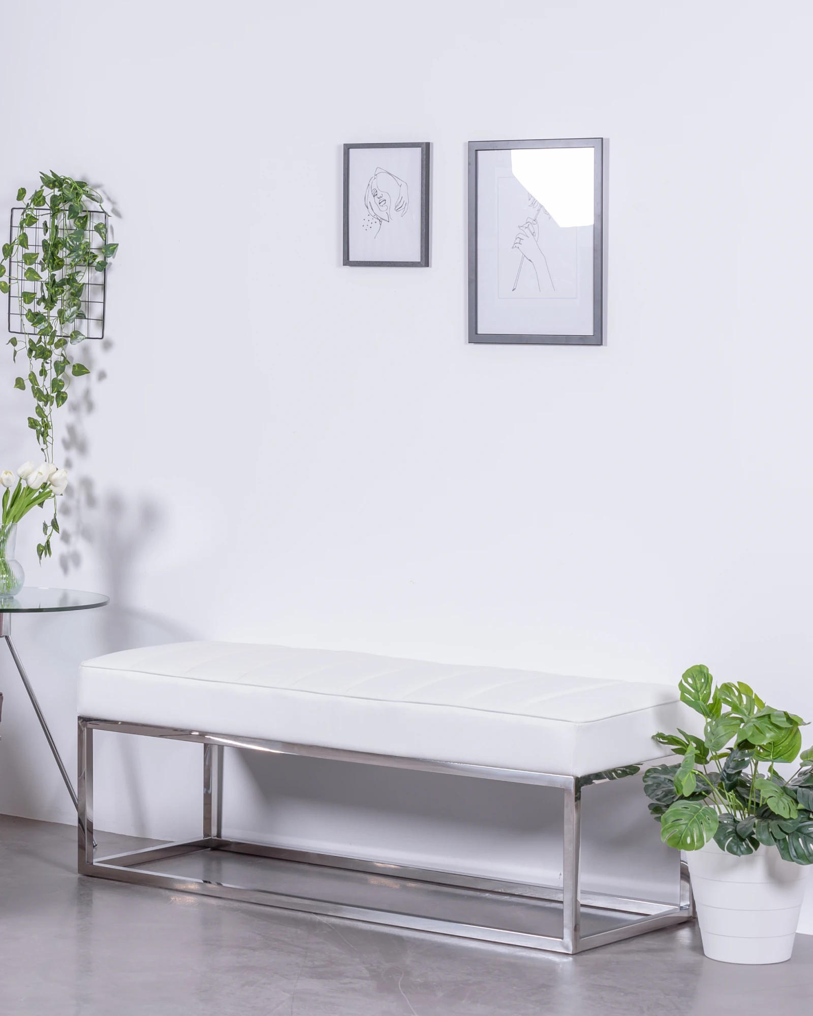 BANK Textil Weiß - Weiß, Textil (132/47/48cm) - Nest Dream