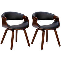 STUHL 2er Set Lederlook walnuss/schwarz - Walnussfarben/Schwarz, Holz/Textil (62/76/52cm) - CLP