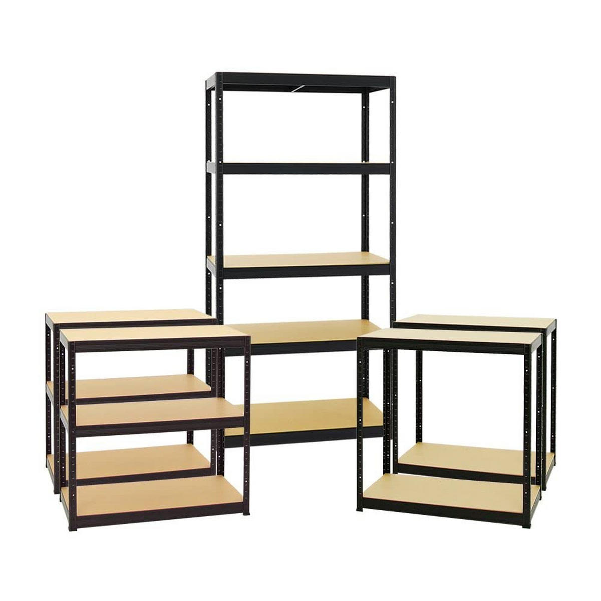 SCHWERLASTREGAL Slim Elephant S 3er-Set mit 3x 180x90x45 cm 5 Ebenen Fachlast 350 kg Schwarz - Schwarz, Metall (270/180/45cm) - PROREGAL