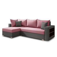 ECKSOFA Lord, Seite: Links - Rosa/Grau, Holz/Textil (238/141cm) - Sofnet