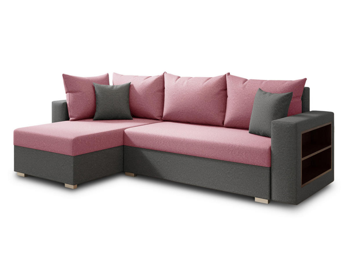 ECKSOFA Lord, Seite: Links - Rosa/Grau, Holz/Textil (238/141cm) - Sofnet