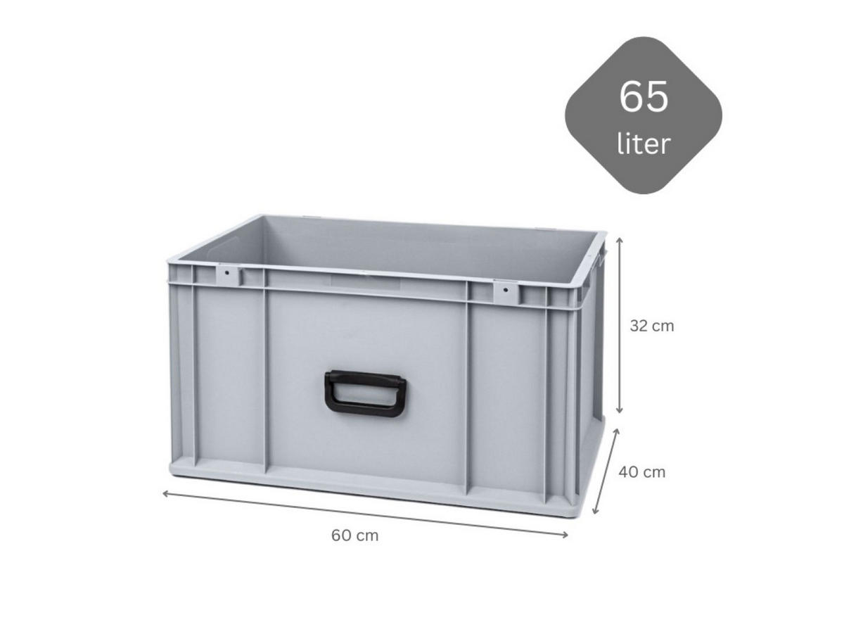 EUROBOX 5x Nextgen Portable Uno 32x40x60cm 65 Liter - Grau, Kunststoff (40/32/60cm) - PROREGAL