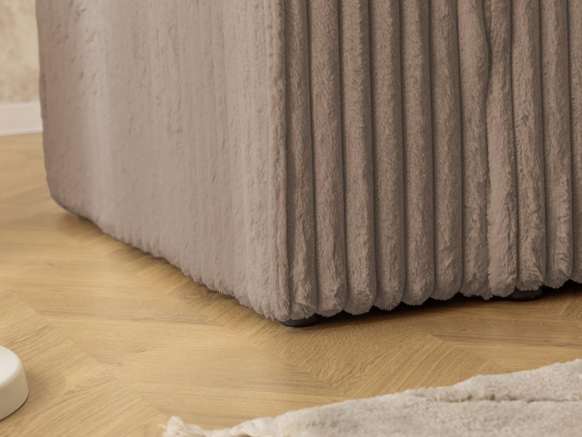 ECKSOFA Rivio mit Schlaffunktion und Bettkasten, Plüschcord Braun - Schwarz/Braun, Holz/Kunststoff (262/149cm) - S-Style