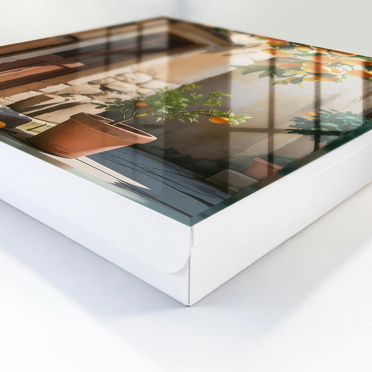 SCHLÜSSELBOX Weiß 30x30 cm – Türöffnung nach rechts - Orangen-Rückzug - Orange, Metall (30/30/5cm) - TULUP