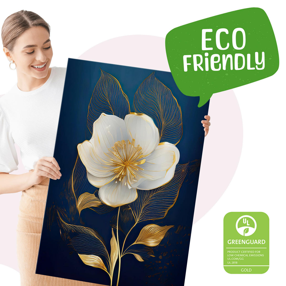 LEINWANDBILDER 3-es Set Glamour Blumen - Blau/Beige, Textil (90/40cm) - Muralo