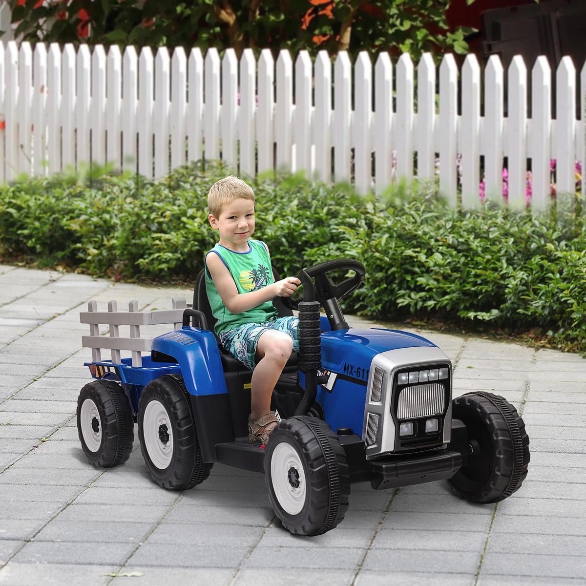 KINDER ELEKTROAUTO, Blau/Grün/Rot, Kunststoff+ Metall - Blau, Metall (136.5/50/52.5cm) - HOMCOM