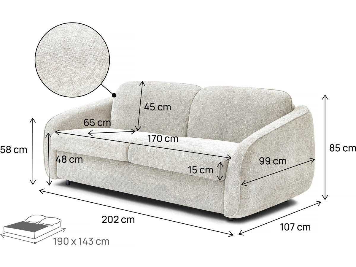 SCHLAFSOFA Laurie Beige - Beige, Textil/Metall (202/85/107cm) - Habitat Garten