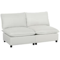 2-SITZER-SOFA DE-06595 mit Kunstleder & dicken Kissen Grau - Grau, Holz/Textil (146/78/85cm) - ComfortXL