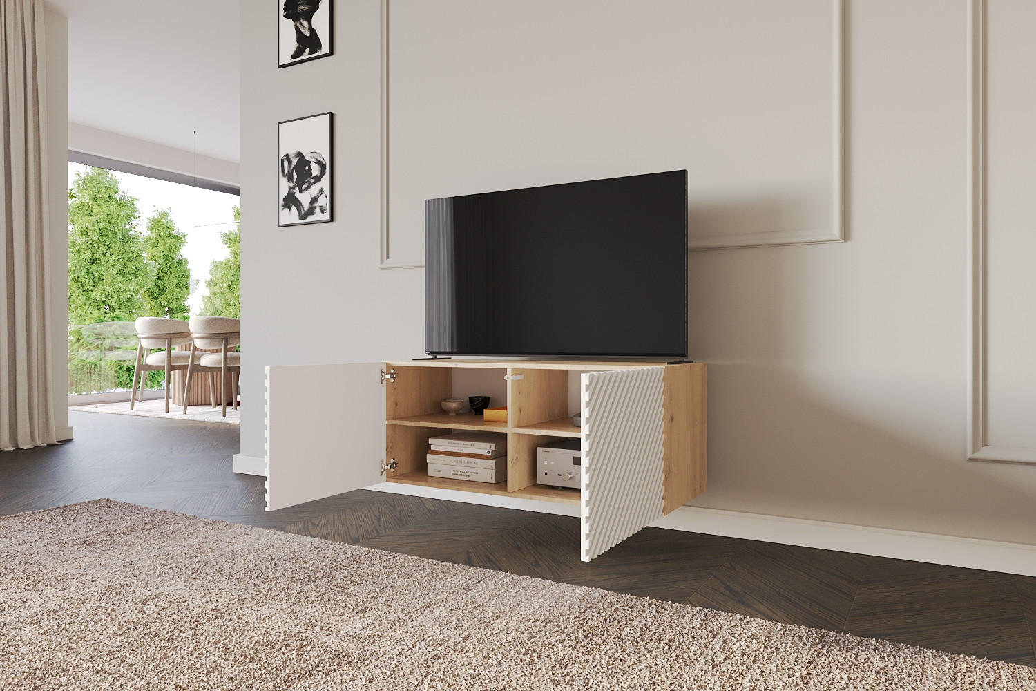 LOWBOARD ZENO-W 100x40x41 cm - Weiß - Weiß, Holzwerkstoff (100/40/41cm) - ALTDECOR