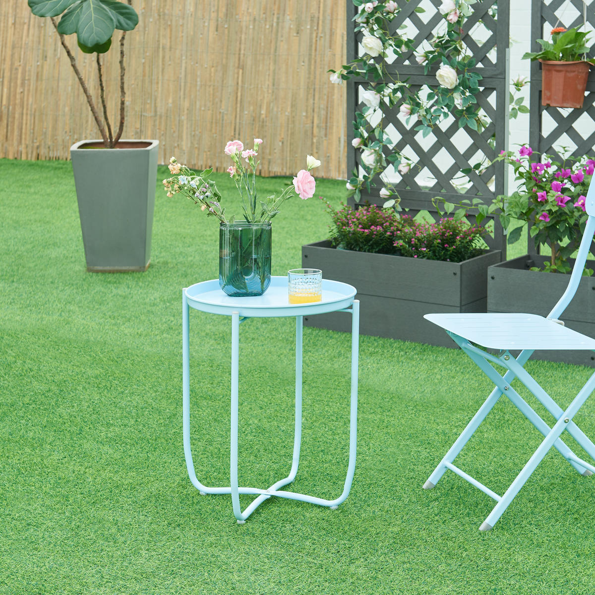TABLETTTISCH Sandefjord - Hellblau, Metall (40/40/53cm) - [en.casa]