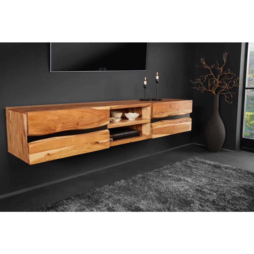 Thumbnail - riess-ambiente Tv-Lowboard, Braun, Holz, Holz, 160x30x36 cm, Wohnzimmer, Wohnwände, Lowboards, Lowboards hängend