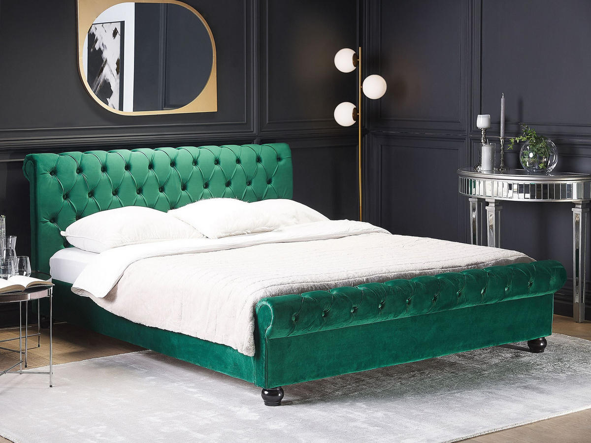 WASSERBETT 160/200 cm Smaragdgrün Avallon - Grün, Textil (160/200cm) - Beliani