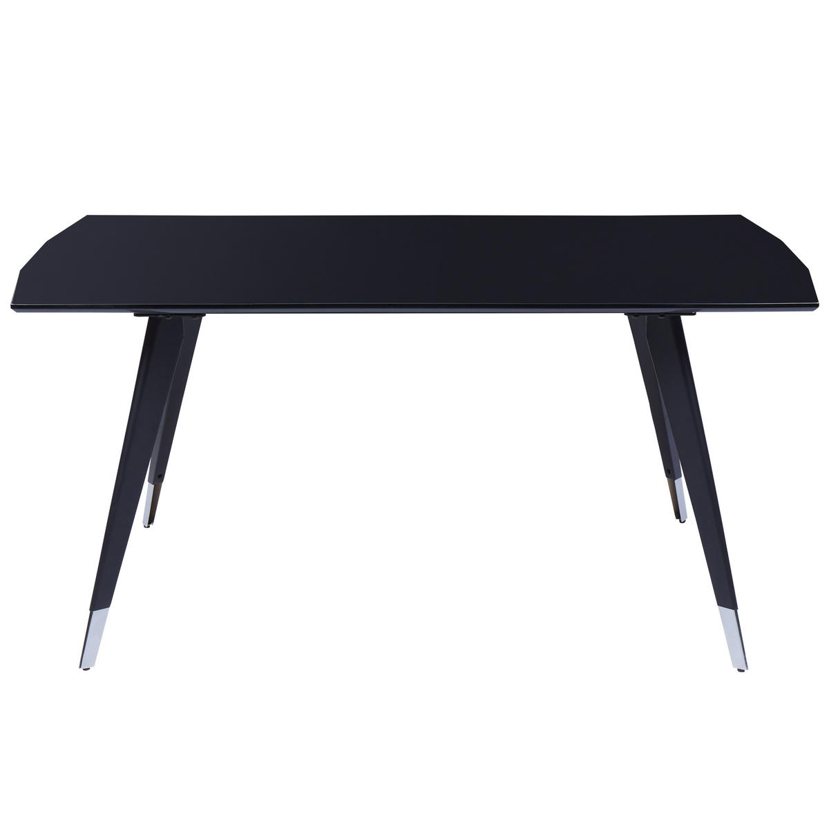 ESSTISCH schwarz glänzend 160/90 cm Mossle - Silberfarben/Schwarz, Holzwerkstoff (90/76/160cm) - Beliani