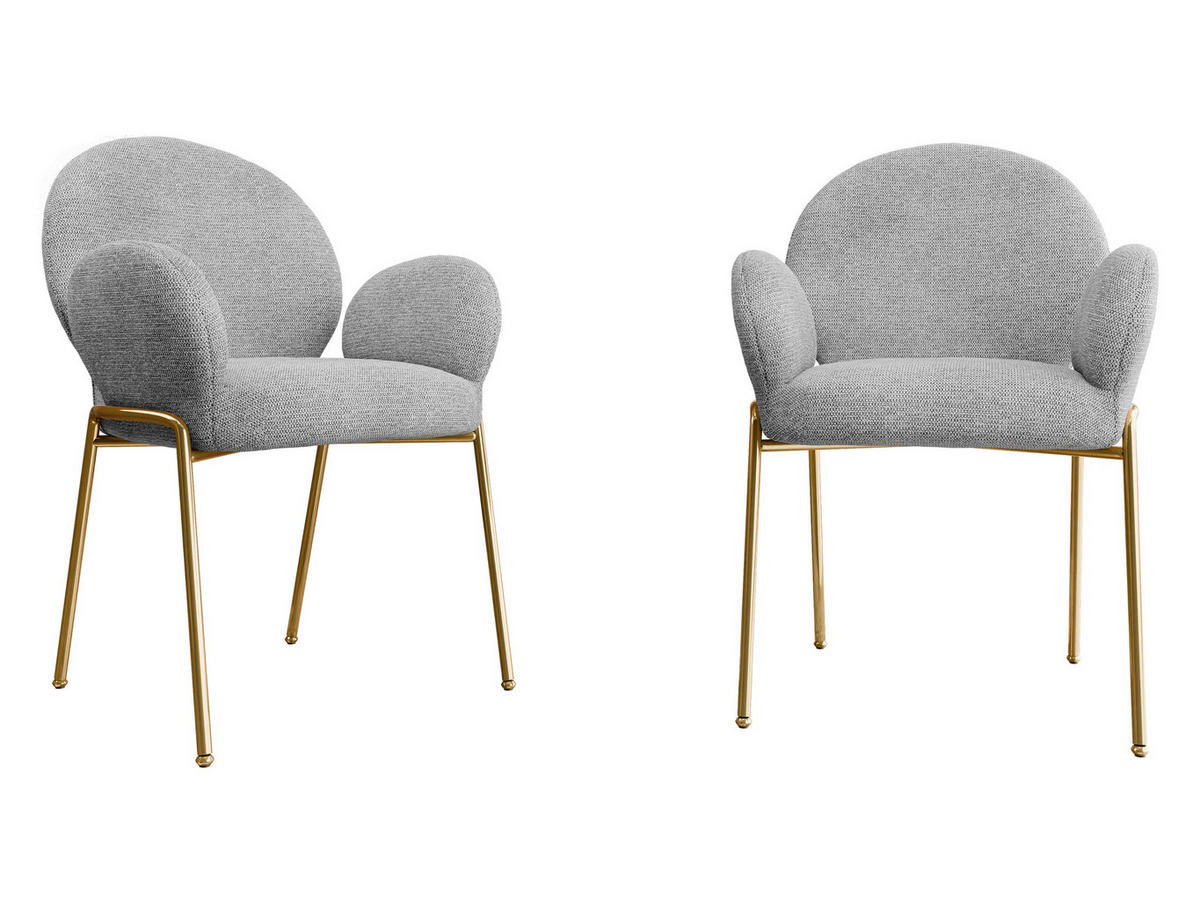 STUHL-SET Muz DC-1261/GL - Goldfarben/Grau, Textil/Metall (63/86/64cm) - MIRJAN24