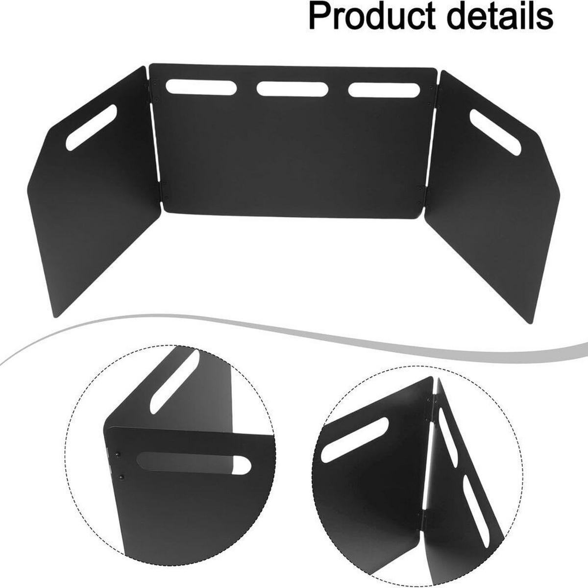 WINDSCHUTZ, schwarz, dreifach faltbar, 41 × 24,8 × 25 cm, Zinklegierung - Schwarz, Metall (24.8/25/41cm) - Authentics