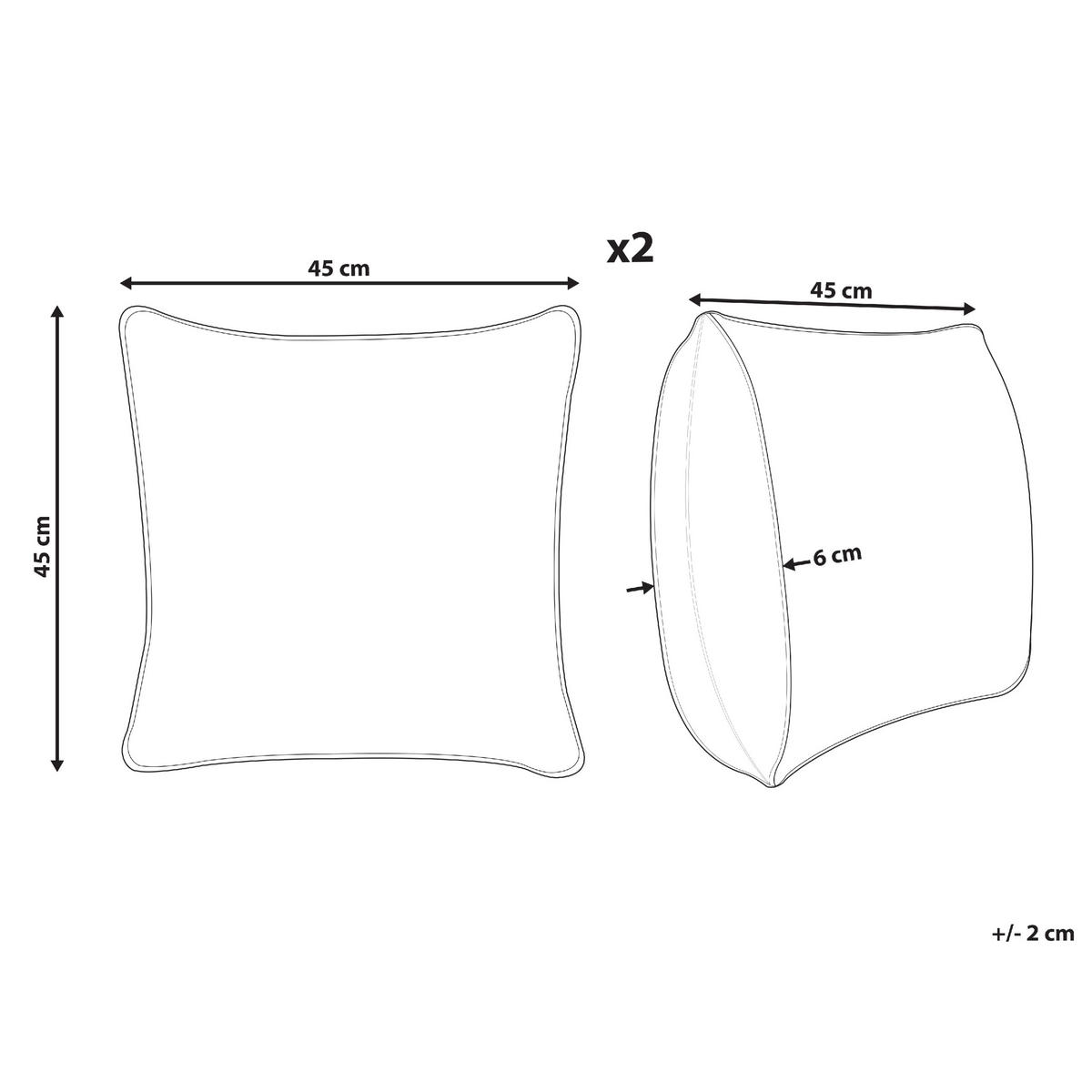 DEKOKISSEN 2er-Set Hellblau 45/45 cm Leea - Blau/Weiß, Naturmaterialien (45/45cm) - Beliani