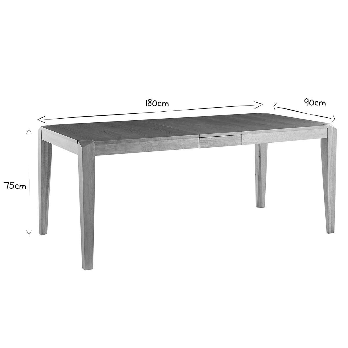 ESSTISCH Ausziehbar Eschen- Hevea-Massivholzfurnier L150-180 cm BOLLY - Grün, Holz (180/90/75cm) - Miliboo