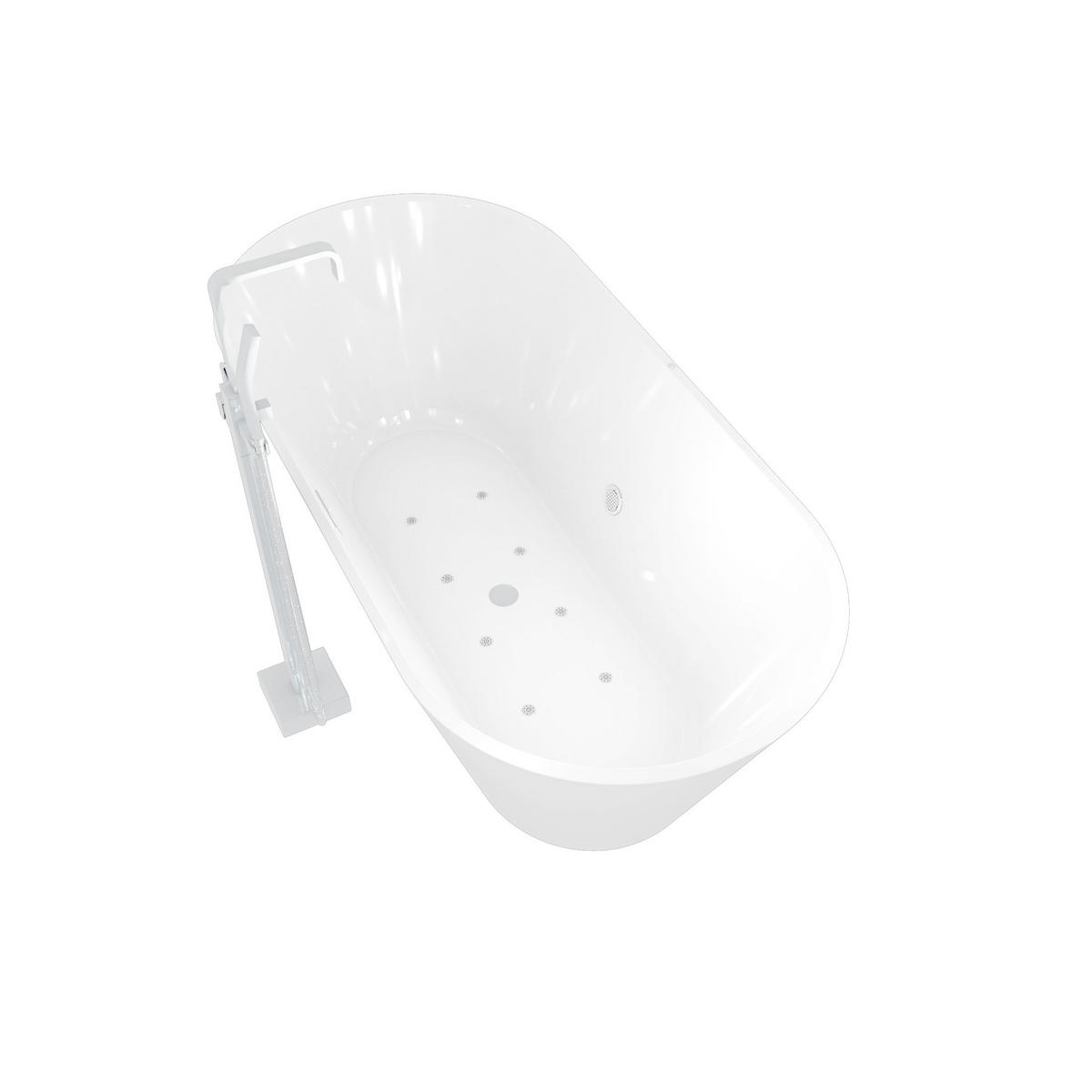 FREISTEHENDE Badewanne Wanne F11 170x80cm Luftmassage Armatur AF05 - Weiß, Glas/Kunststoff (80/58/170cm) - AcquaVapore by Sandra Jentho