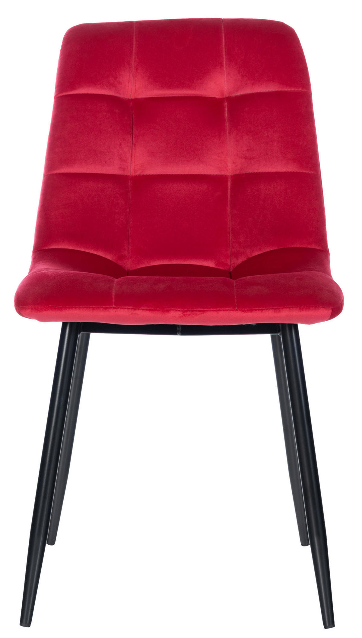 ESSZIMMERSTUHL Atina Samt, Gestell Metall Schwarz Rot - Rot/Schwarz, Textil/Metall (45/84/55cm) - TPFLiving