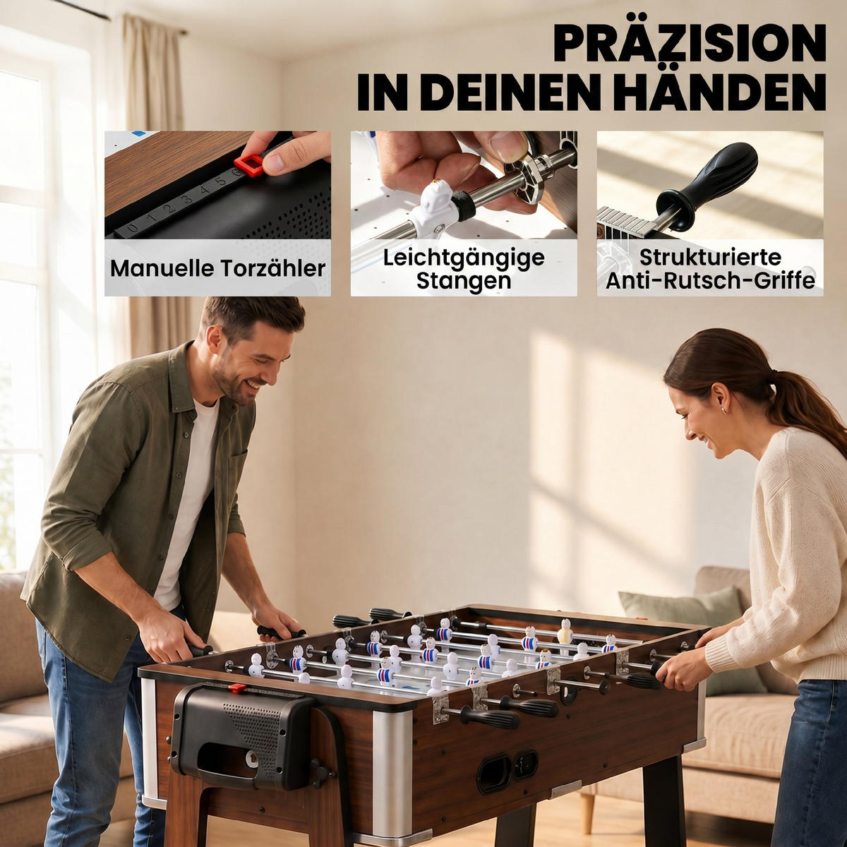 MULTIFUNKTIONS-TISCH MDF Walnuss Weiß - Walnussfarben, Holzwerkstoff (61.5/102.5cm) - SPORTNOW