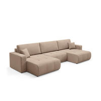 PANORAMASOFA Giulia 5 Sitzplätze Beige - Beige, Holz (344/82/149cm) - Petits-meubles