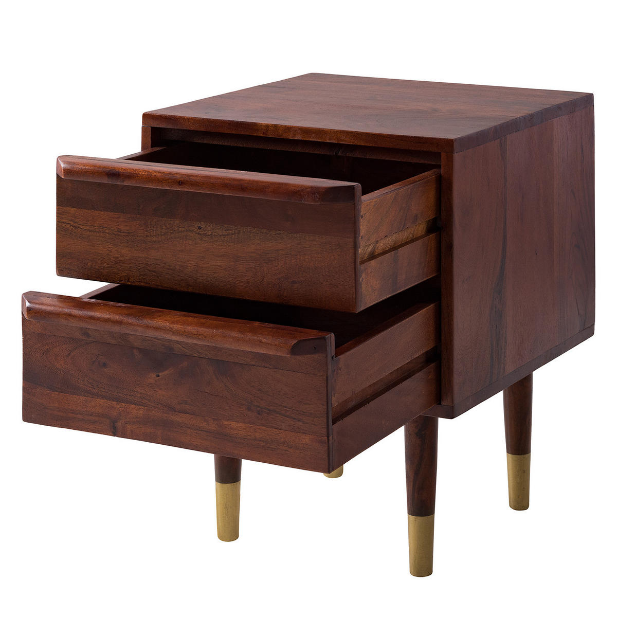 NACHTKOMMODE - Akazie massiv / Metall - Akaziefarben, Holz (40/50/40cm) - home24