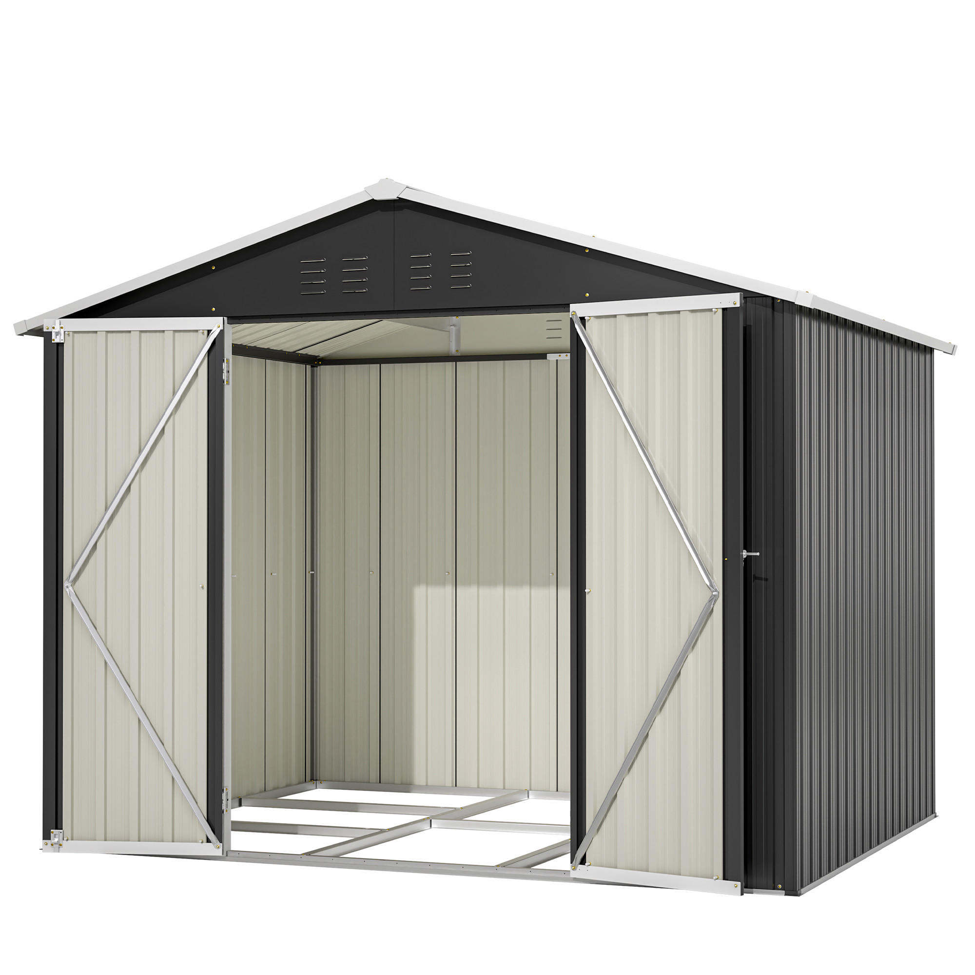 GERÄTESCHUPPEN SCHIEBETÜR 240x192x191 cm Schwarz - Schwarz, Metall (192.3/191/240cm) - ComfortXL