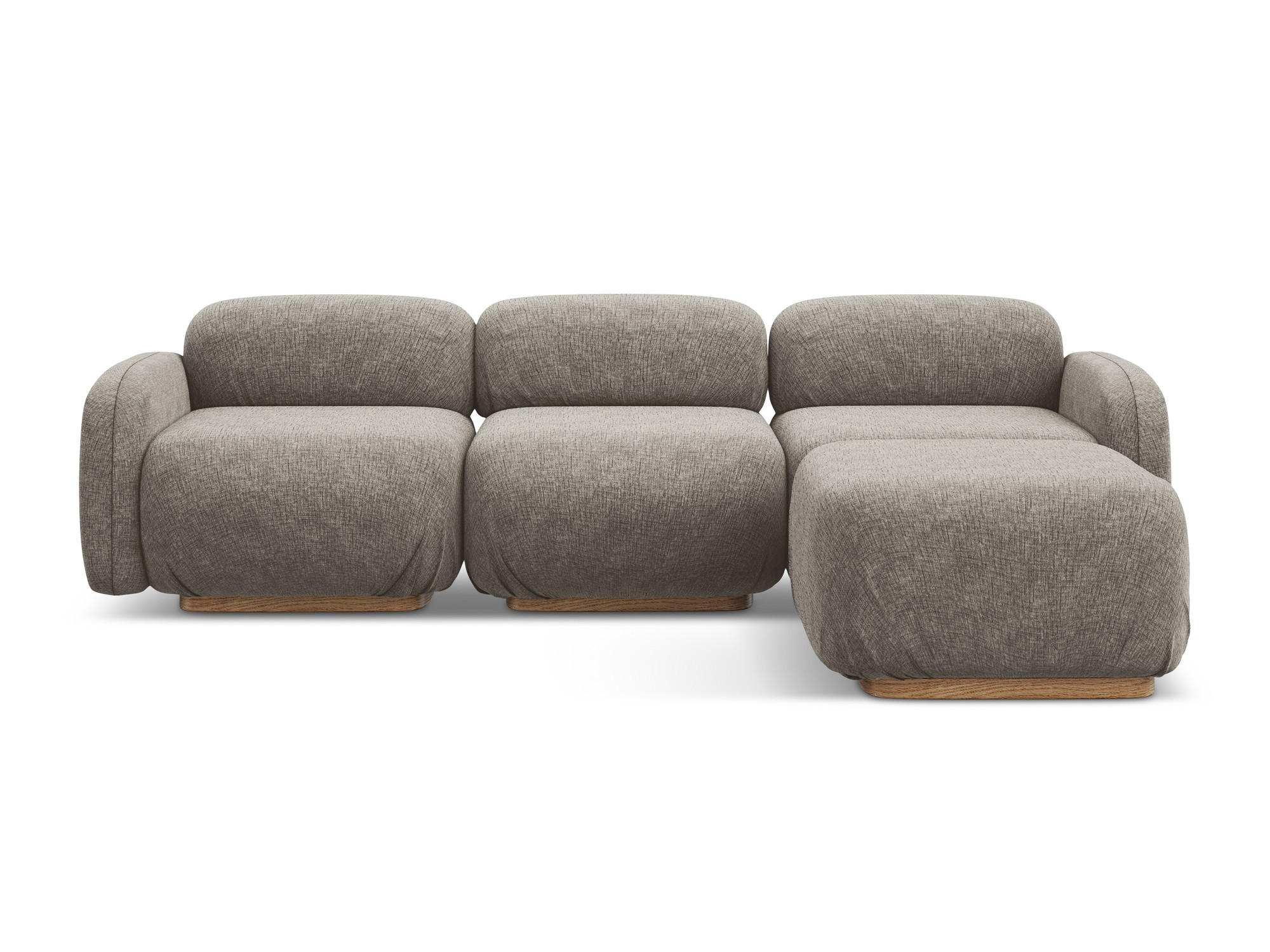 ECKSOFA Beidseitig Chenille Stoff Grau - Taupe/Braun, Holz/Textil (270/190cm) - Makamii