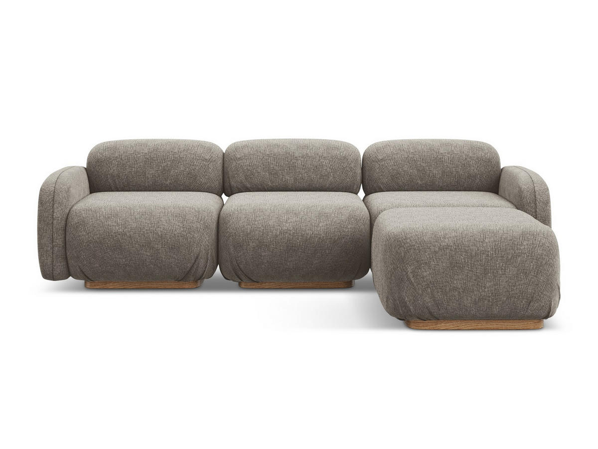 ECKSOFA Beidseitig Chenille Stoff Grau - Taupe/Braun, Holz/Textil (270/190cm) - Makamii
