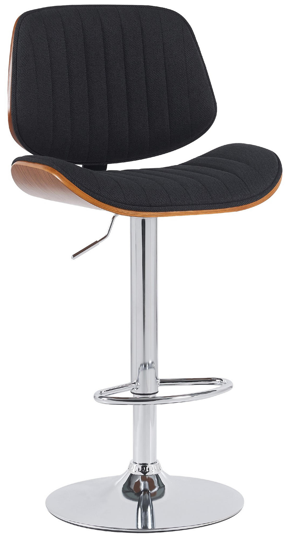 BARHOCKER Stoff walnuss/schwarz - Chromfarben/Walnussfarben, Textil/Metall (50/94/50cm) - CLP