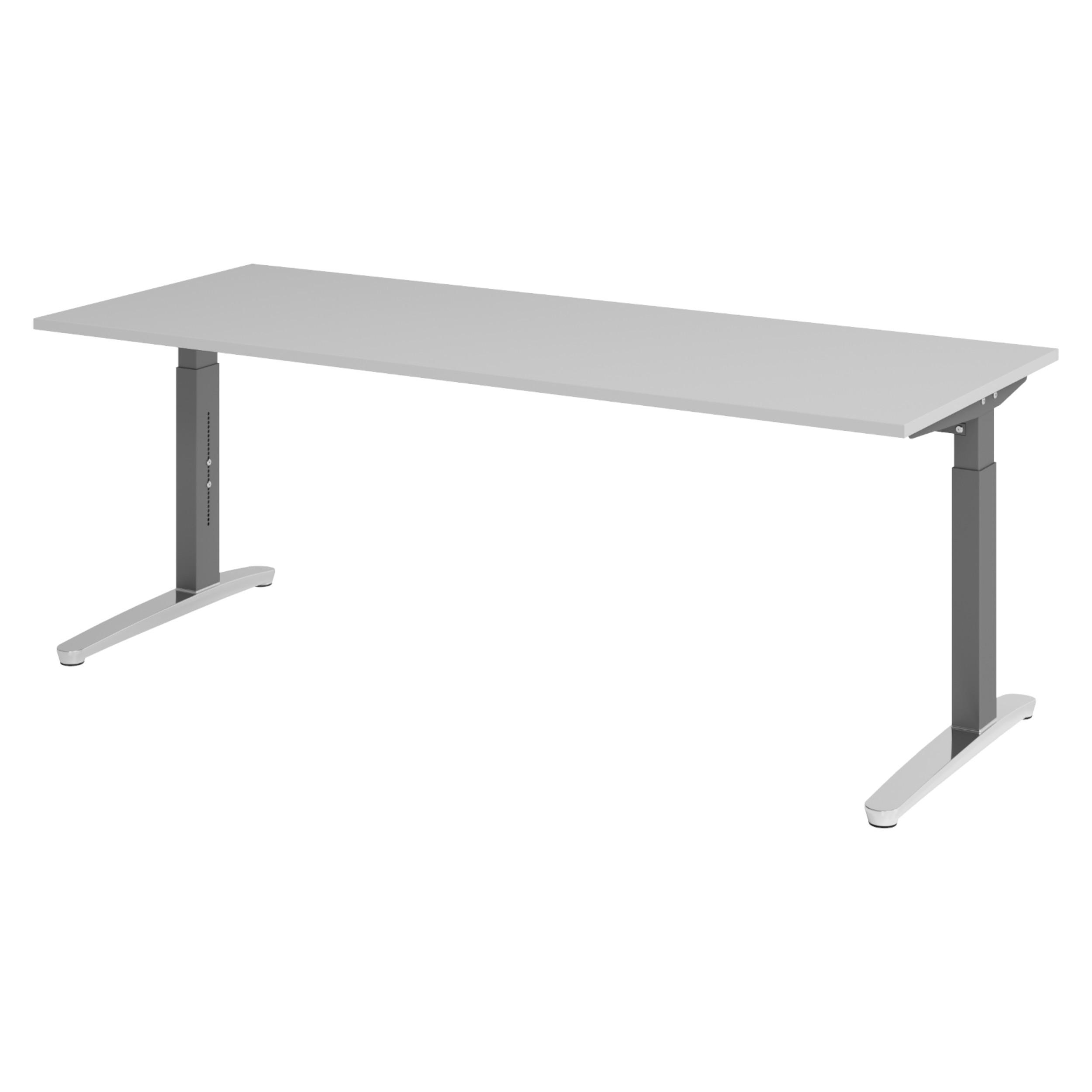SCHREIBTISCH Serie-XB 80/200/74 cm in Grau/Graphitfarben/Alu poliert - Silberfarben/Graphitfarben, Holzwerkstoff (80/200/74cm) - bümö