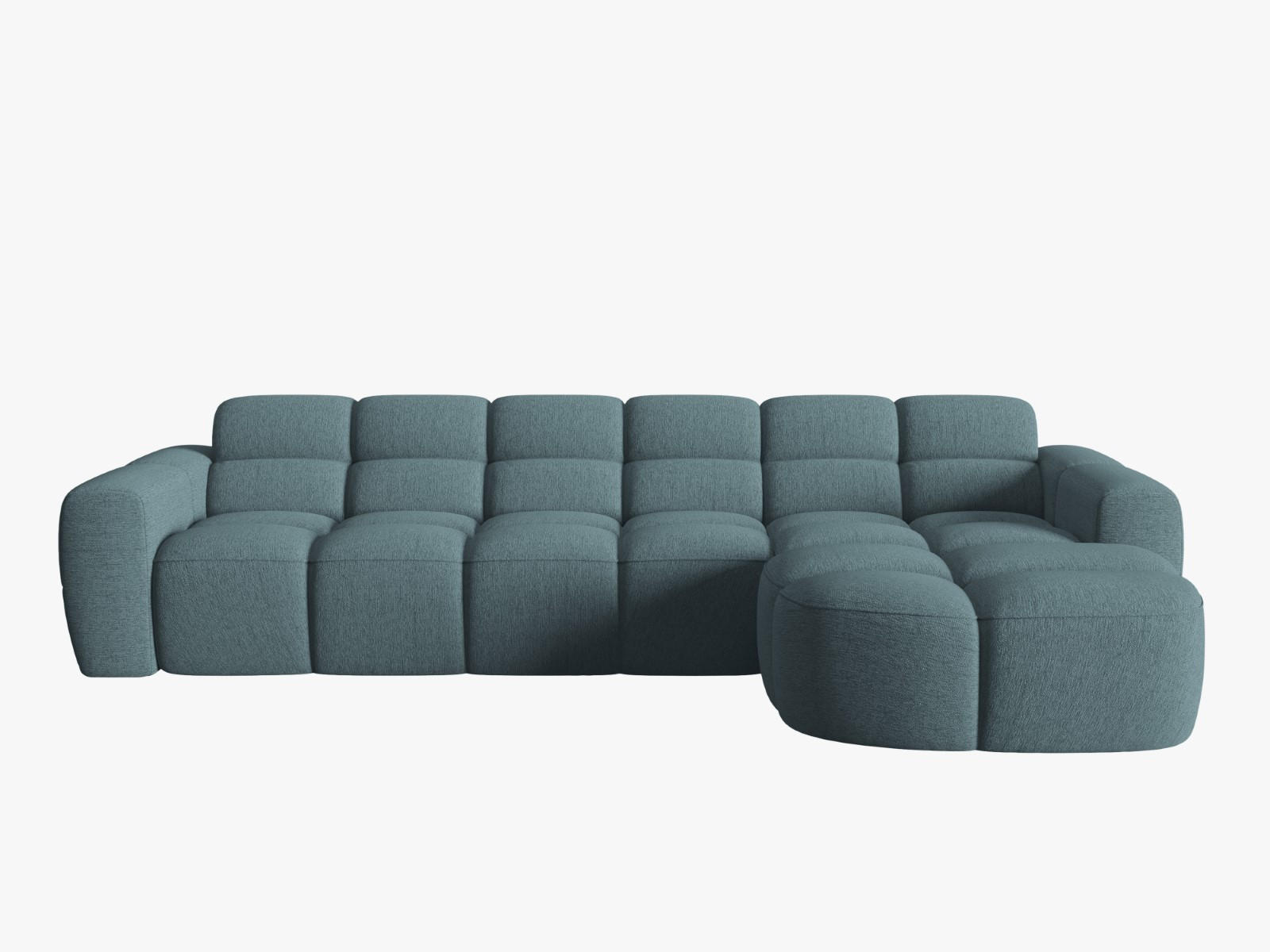 ECKSOFA rechts Lisa aus strukturiertem Stoff hellblau 4 Sitzplätze - Hellblau, Textil (170/310cm) - Micadoni