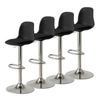 BARHOCKER 4er Set höhenverstellbar mit Rückenlehne, schwarz - Schwarz, Kunststoff (45/104.4/38.5cm)