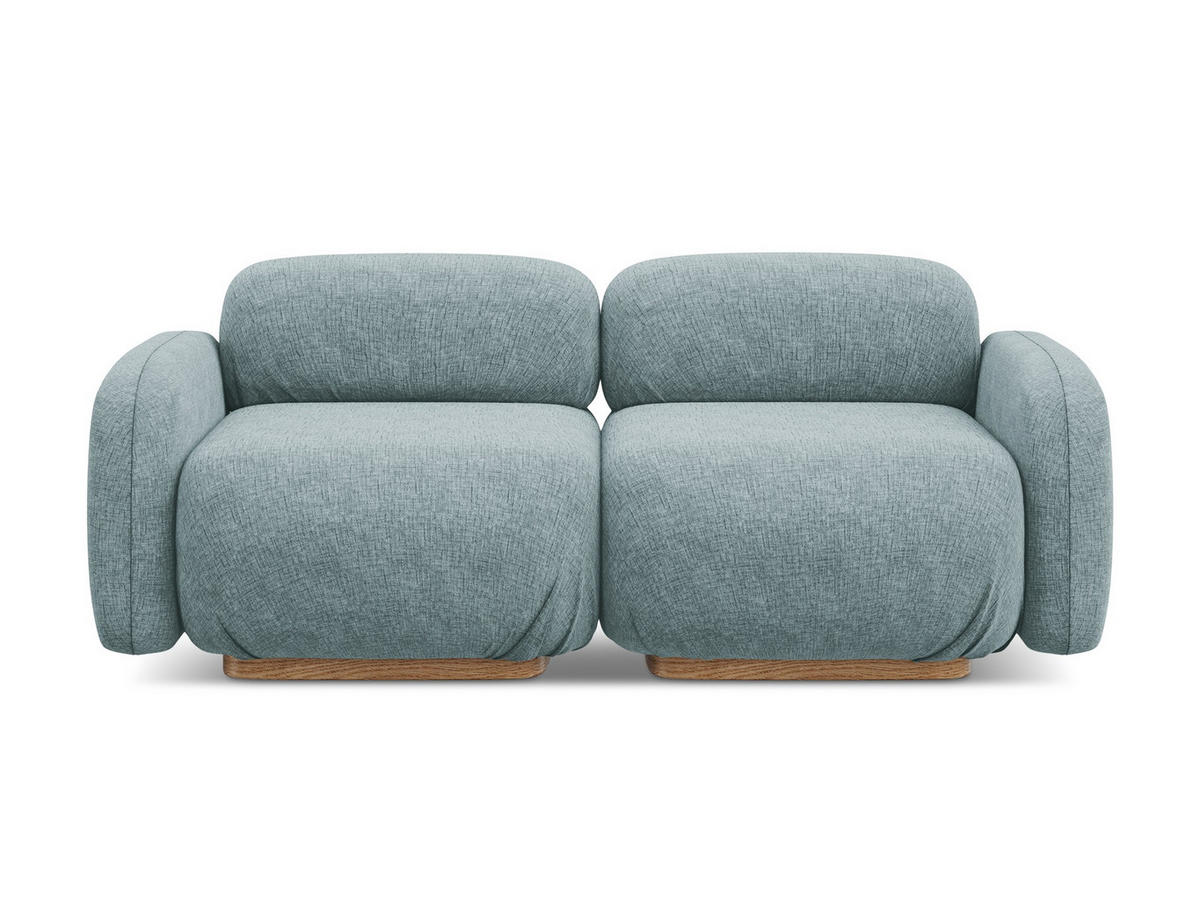 3-SITZER SOFA Chenille Stoff Blau - Blau/Blaugrau, Holz/Textil (190/73/95cm) - Makamii